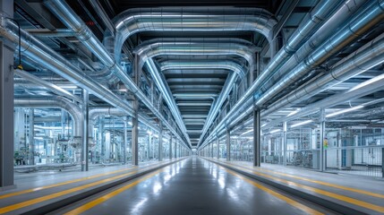 Industrial Pipes, Factory Interior, Modern Architecture