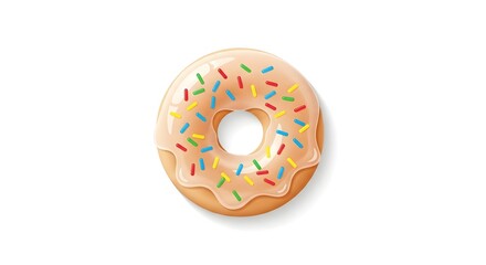 Obraz premium Delicious frosted donut with colorful sprinkles, perfect for sweet treat cravings and bakery promotions