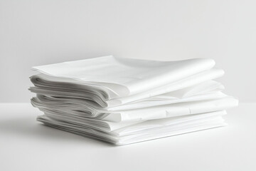Stack of White Sheets on a Minimalist Table Background