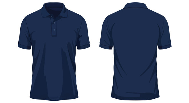 Navy polo shirt mockup showcasing front and back design for apparel presentations and fashion illustrations