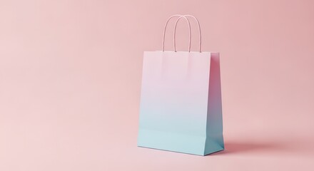 Pastel Gradient Shopping Bag on Pink Background, Minimalist Stud