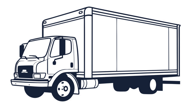 Professional Outline Illustration of a Commercial Cargo Truck for Logistics and Delivery Services, Ideal for Business Transport and Shipping Concepts