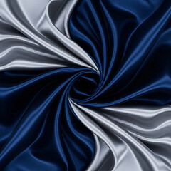 Obraz premium Swirling Silk Fabric in Blue and Silver Tones Creates Abstract Pattern
