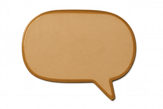 Golden empty speech bubble with transparent background, representing communication and inviting dialogue