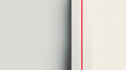 clean white page with single vertical red line abstract fresh start focus concept in minimal modern design