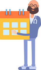 Male Physician Character Holding Calendar