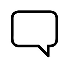 Minimalist black outline vector icon of a speech bubble silhouette, empty inside. Template, copy space, mockup. Isolated on a transparent background