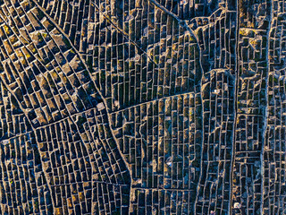 Traditional Stone Wall Farmlands Aerial