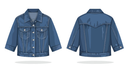 Denim jacket front and back views revealing a blend of timeless style and contemporary design detailing its enduring popularity as a versatile