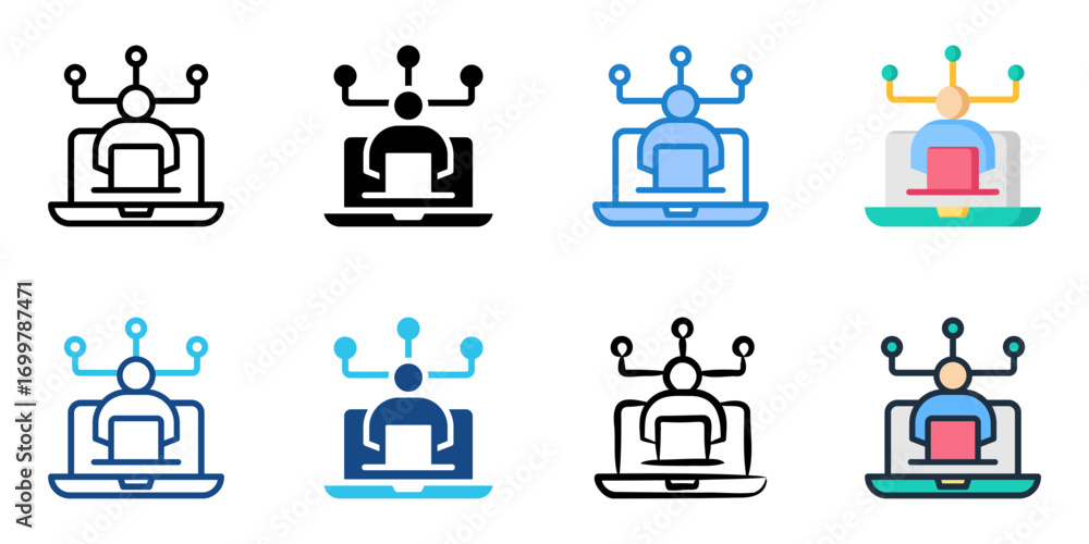 Poster network administration icon set multiple style collection