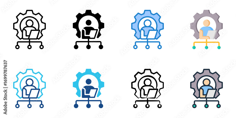 Poster systems administration icon set multiple style collection