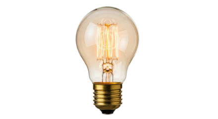 Isolated Edison light bulb emits warm, gentle light due to the incandescent filament design