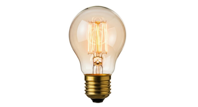 Isolated Edison light bulb emits warm, gentle light due to the incandescent filament design