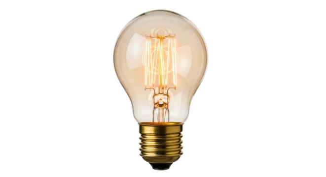 Isolated Edison light bulb emits warm, gentle light due to the incandescent filament design