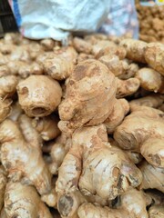 Fresh Ginger Roots Pile A Culinary Staple