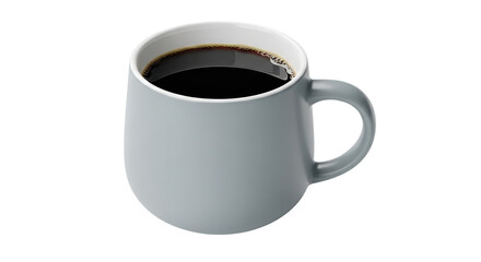 Isolated, single teal mug of black coffee, full to the brim, morning beverage, drink
