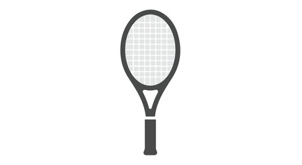 Simple grey tennis racket illustration on a clean white background suitable for various graphic projects or sporting promotions