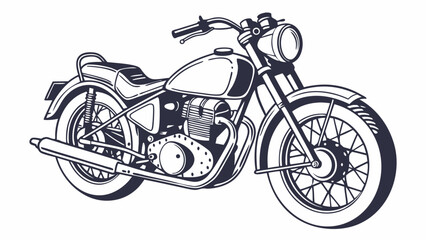 Obraz premium Hand-drawn vintage motorcycle illustration captures the essence of classic road trips and adventurous open-road freedom, perfect for retro design projects