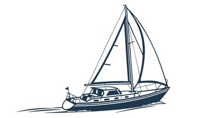 Elegant Hand-Drawn Sailboat Illustration with billowing sails, capturing the essence of freedom and adventure on the open water; ideal for maritime themes and nautical designs