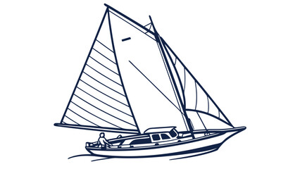 Fototapeta premium Capturing the serene beauty of a classic sailboat with full sails gliding gracefully across the open water, symbolizing freedom, adventure, and leisurely maritime exploration
