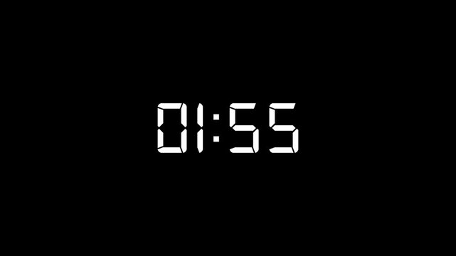 2 minutes countdown animation timer on black background.