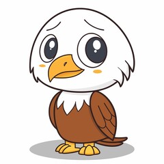 Adorable Cartoon Eagle with Expressive Eyes A Charming Character Design Featuring Soft Colors and Playful Details Captivating Animal Illustration