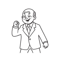 Old man with formal suit black and white vector illustration for classic portrait artwork design
