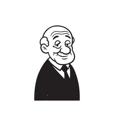 Old man with formal suit black and white vector illustration for classic portrait artwork design