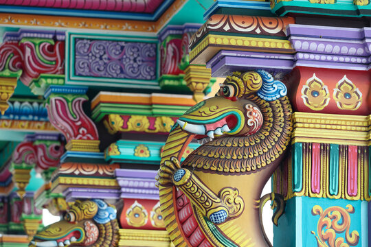 Yazhi statue in hindu temple pillars