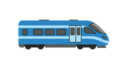 Stylized Blue Train Illustration Depicting Modern Mass Rapid Transportation Technology and Urban Mobility for High Speed Commuting