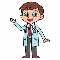 Fototapeta premium Cartoon Doctor Presentation Engaging Children with Friendly Medical Professionalism and Approachable Healthcare