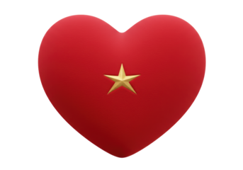 Isolated Vietnam flag depicted as heart shape with national five-pointed gold star symbol