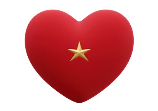 Isolated Vietnam flag depicted as heart shape with national five-pointed gold star symbol