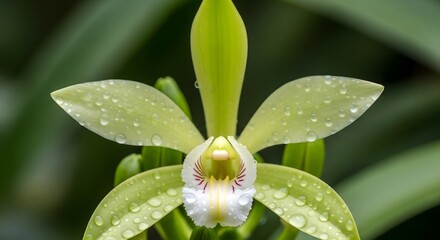 Green Orchid with Glossy Petals