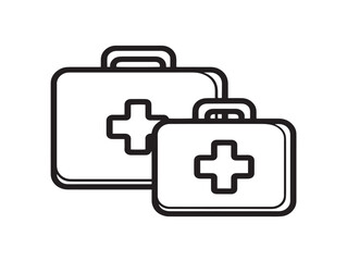 Emergency Medical First Aid Kit Symbol in Stylish Modern Vector Line Artwork