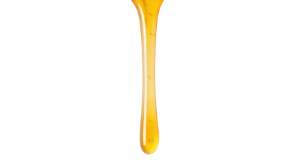 Isolated drop of honey dripping, golden liquid sweetener dripping down, natural product