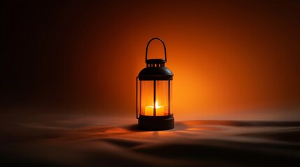 A candle is lit in a lantern