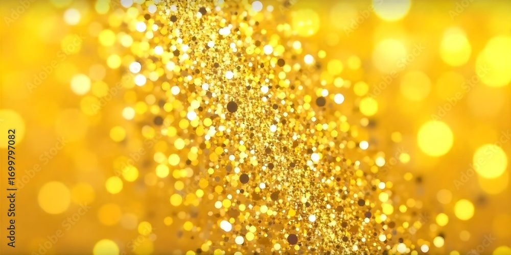 Wall mural golden bokeh background with glitter on the bottom, creating a festive and elegant atmosphere, perfe