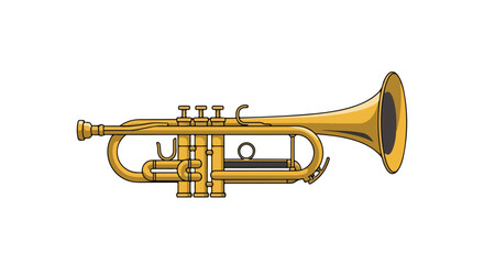 Obraz premium Illustration of a golden trumpet, a classic brass instrument for melodic music performance, often found in jazz bands and orchestras