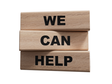 We can help symbol. wooden blocks with words We can help. Business and We can help concept. wooden blocks. Copy space.Supports PNG files with transparent backgrounds.