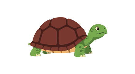 Adorable Turtle Character with Brown Shell and Green Body Posing on White Background Illustration