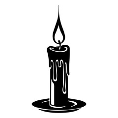 Silhouette of a burning candle on a candlestick