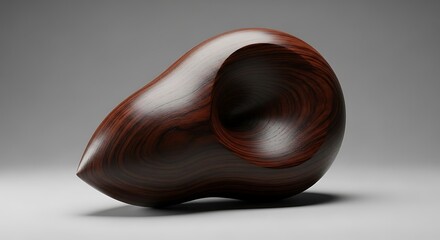 Sculpted wooden form, artful minimalism with deep reddish brown tones