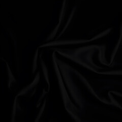 Obraz premium Luxurious black satin fabric with subtle folds and a smooth texture.