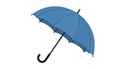 Isolated Blue Umbrella Illustration on White Backdrop Offering Rainy Day Weather Protection against the Elements