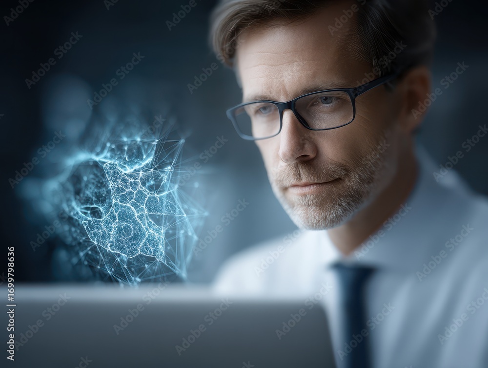 Aufkleber ai-generated pathology report displays remote diagnosis as medical professional analyzes 3d tissue m