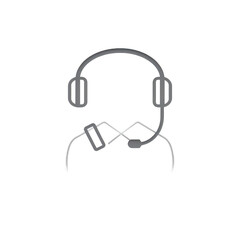 Obraz premium Illustration of a simple gray headset with microphone isolated on transparent background, perfect for customer service, call center, or online communication