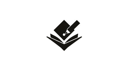Minimalist Book and Pen Education Icon Design