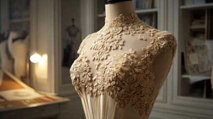 Vintage cream lace dress mannequin
