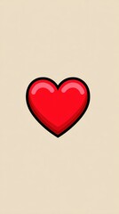 Pixelated Red Heart on Beige Background
